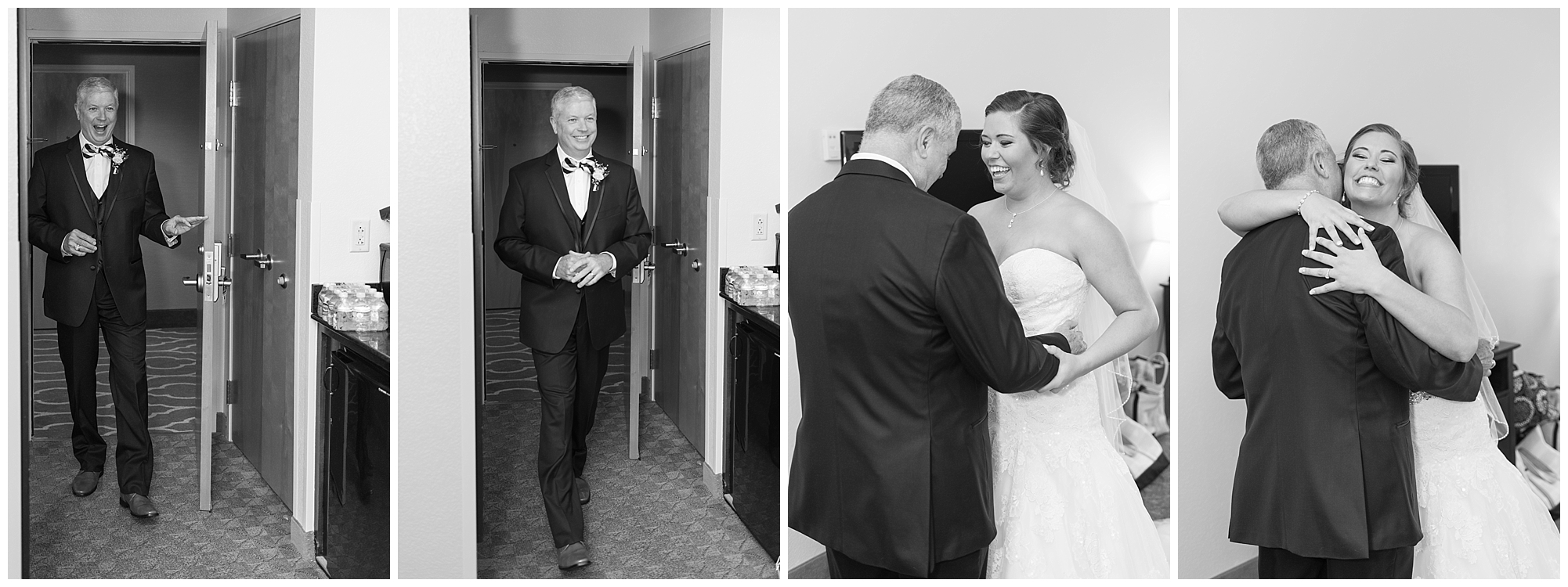 bride's first look with dad