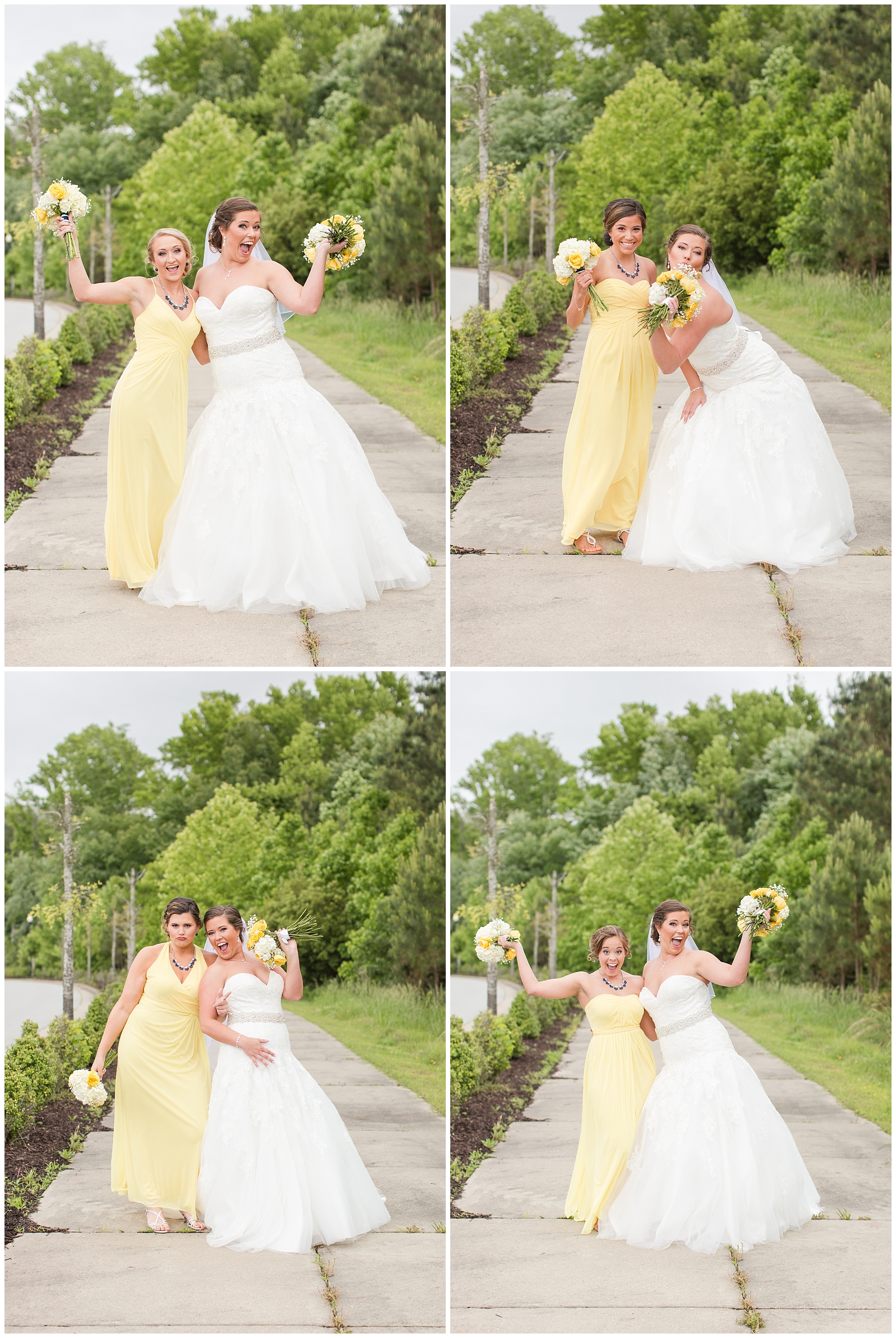 bride and bridesmaids funny poses