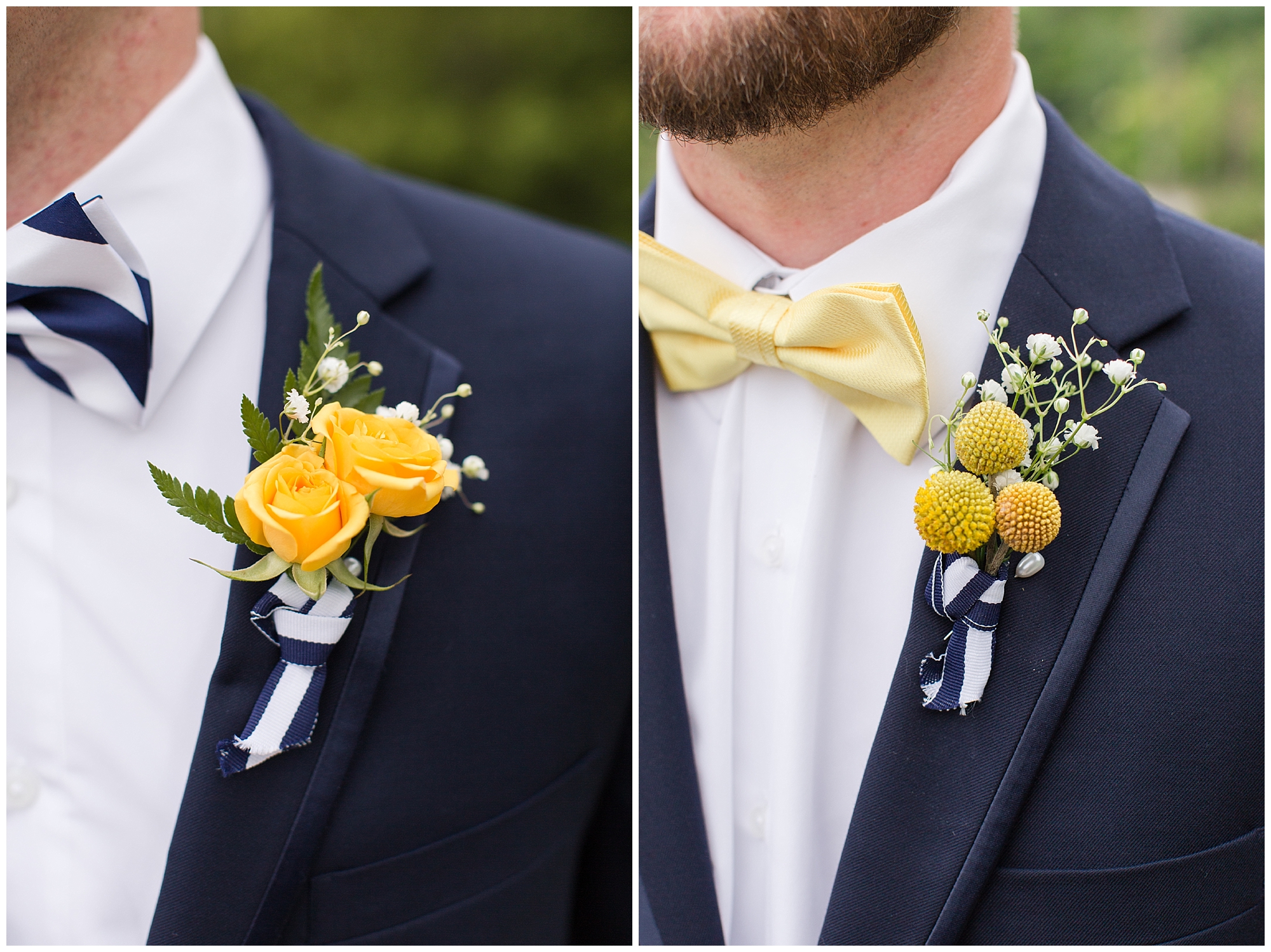 yellow roses and billy ball boutonniere