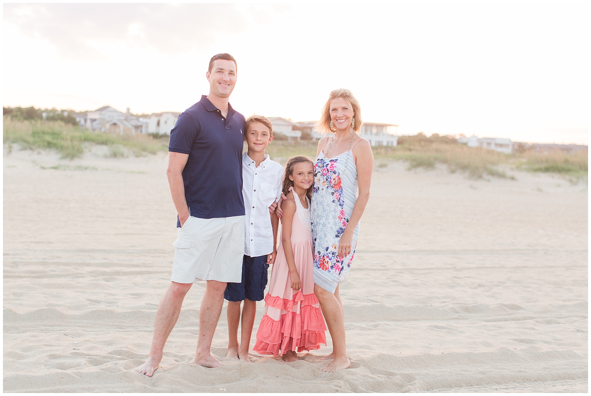 standing family beach pose