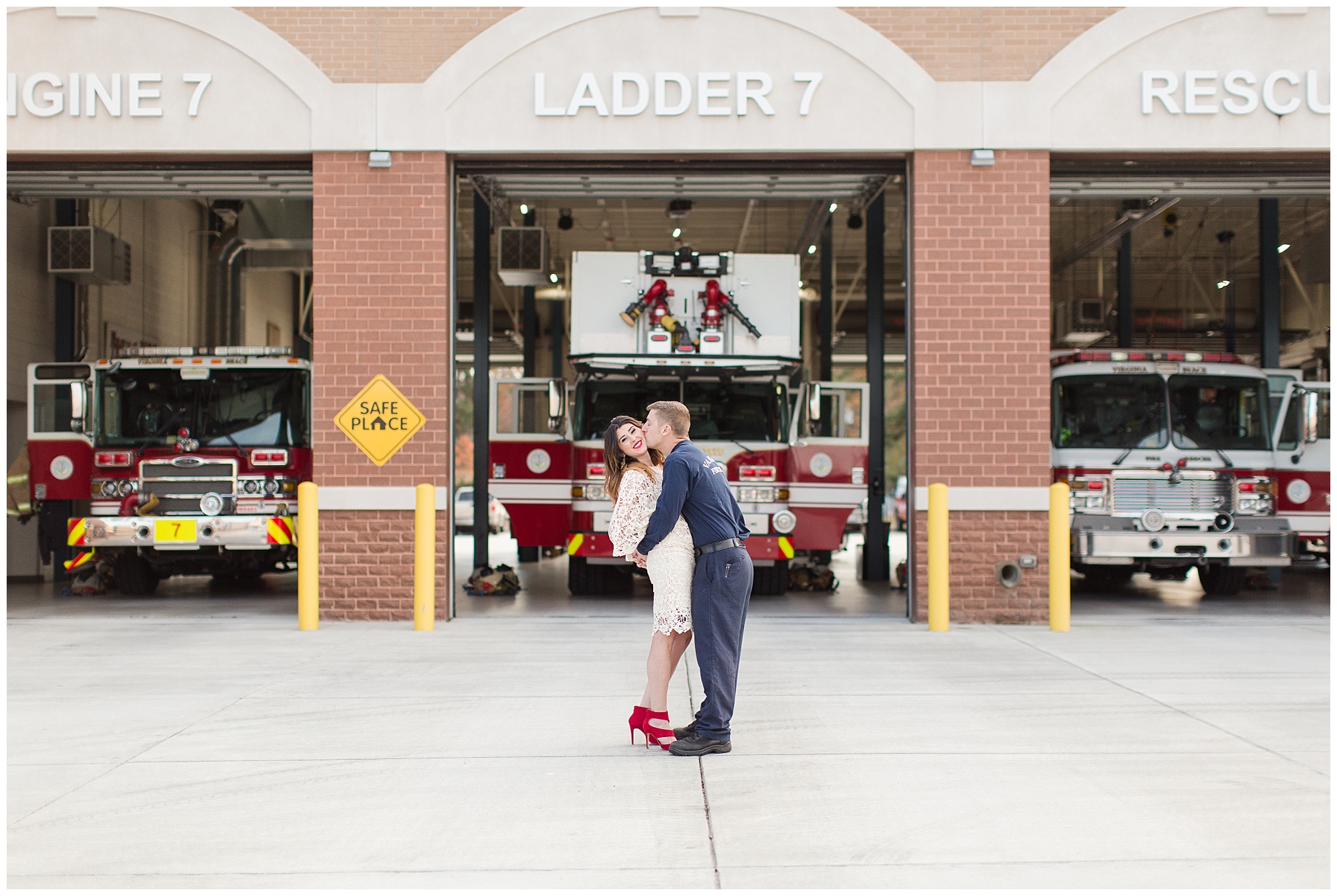 Virginia Beach firehouse engagement photos