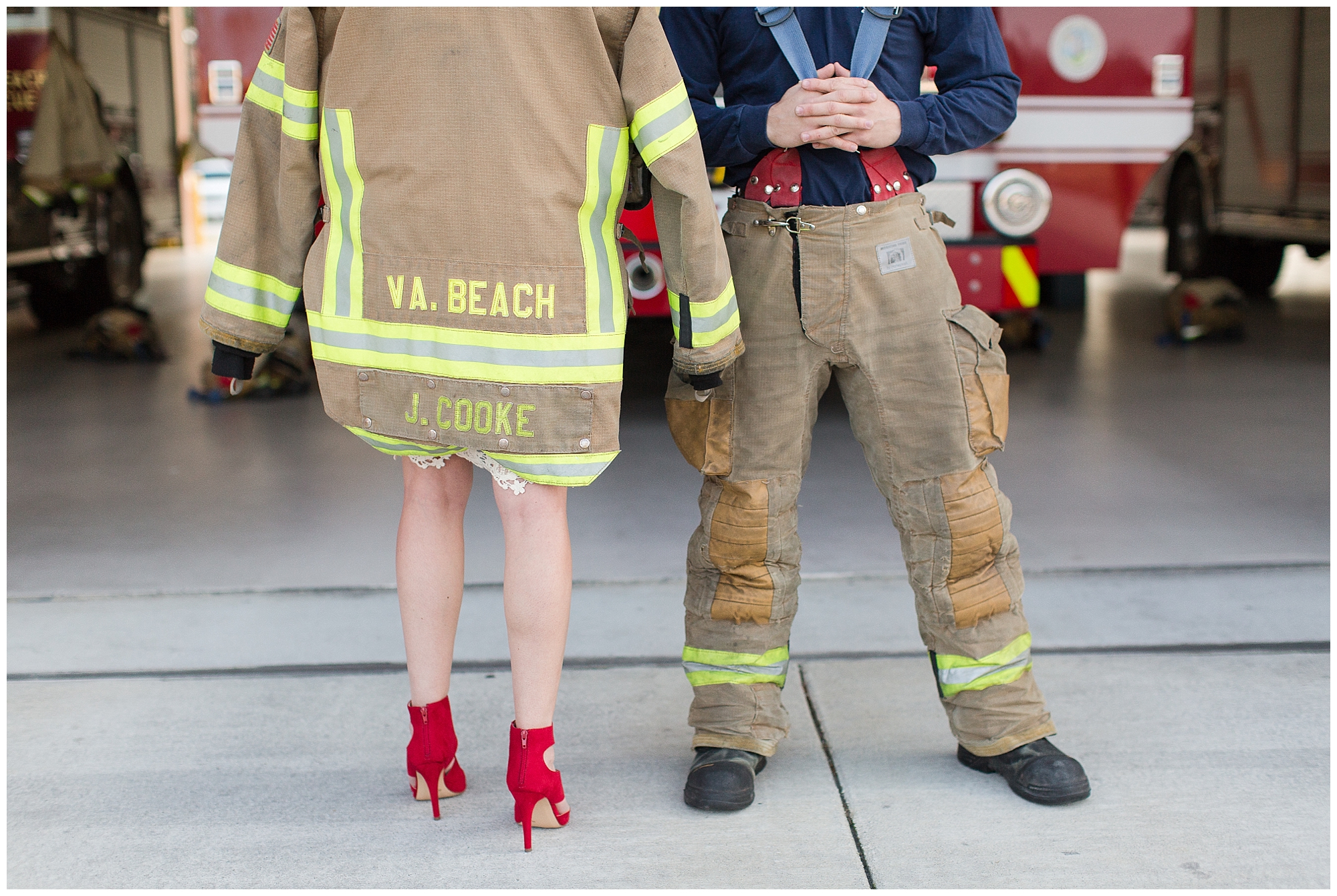 Virginia Beach firehouse engagement photos