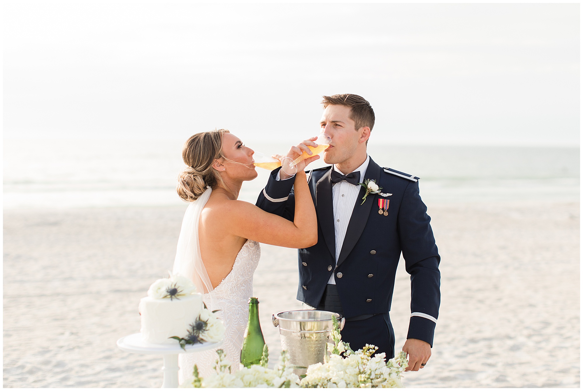 Jace & Anton, Pass-A-Grille Beach, St. Petersburg Florida wedding, Kelley Stinson Photography, beach wedding, bride and groom, champagne toast