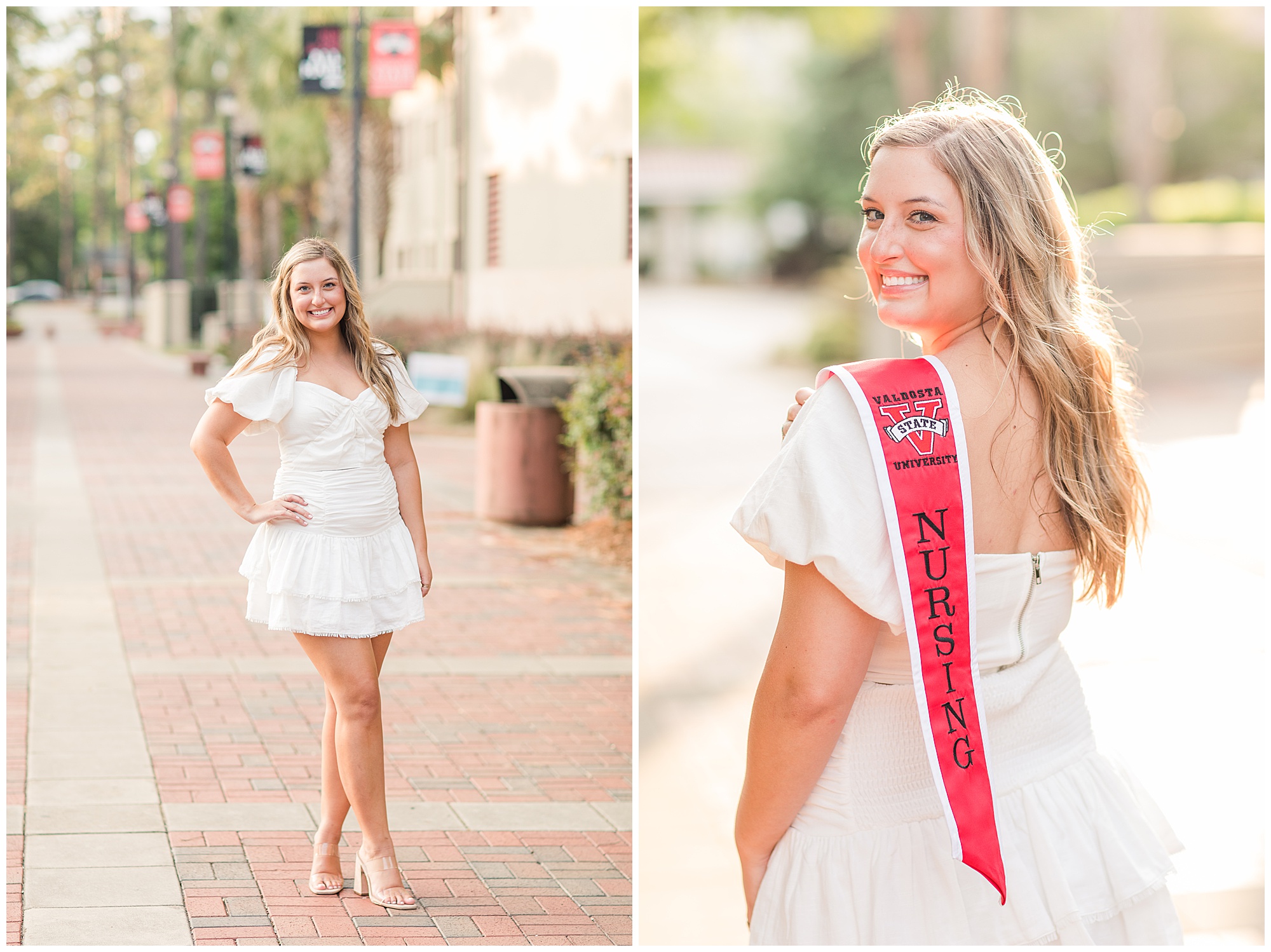 Bailey, Graduation Photos, Valdosta State University, Kelley Stinson Photography, nursing graduation, white graduation dress