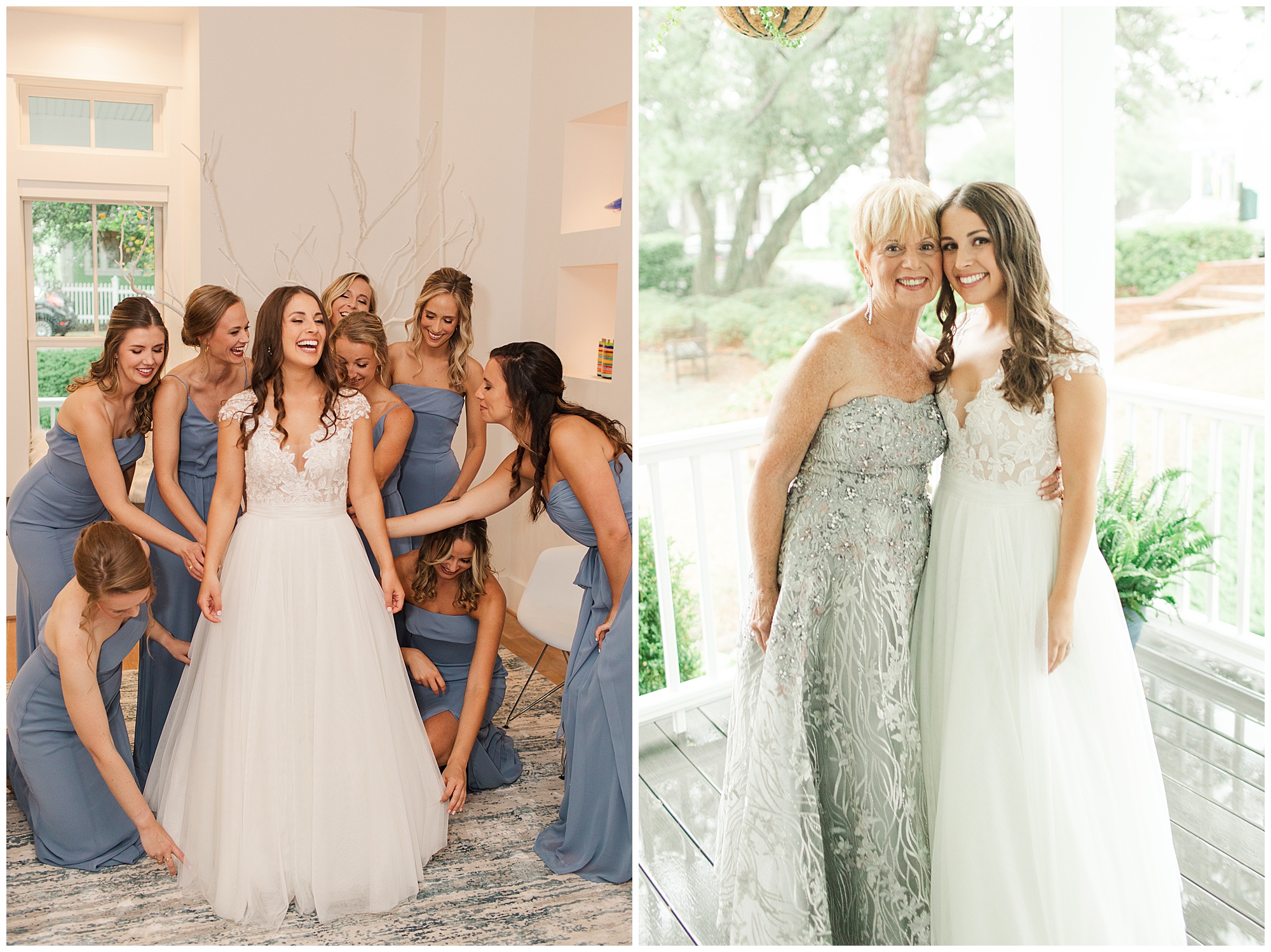 Danielle & Chris, East Beach wedding, Hampton Roads weddings, Kelley Stinson Photography, bride getting ready, cornflower blue bridesmaids