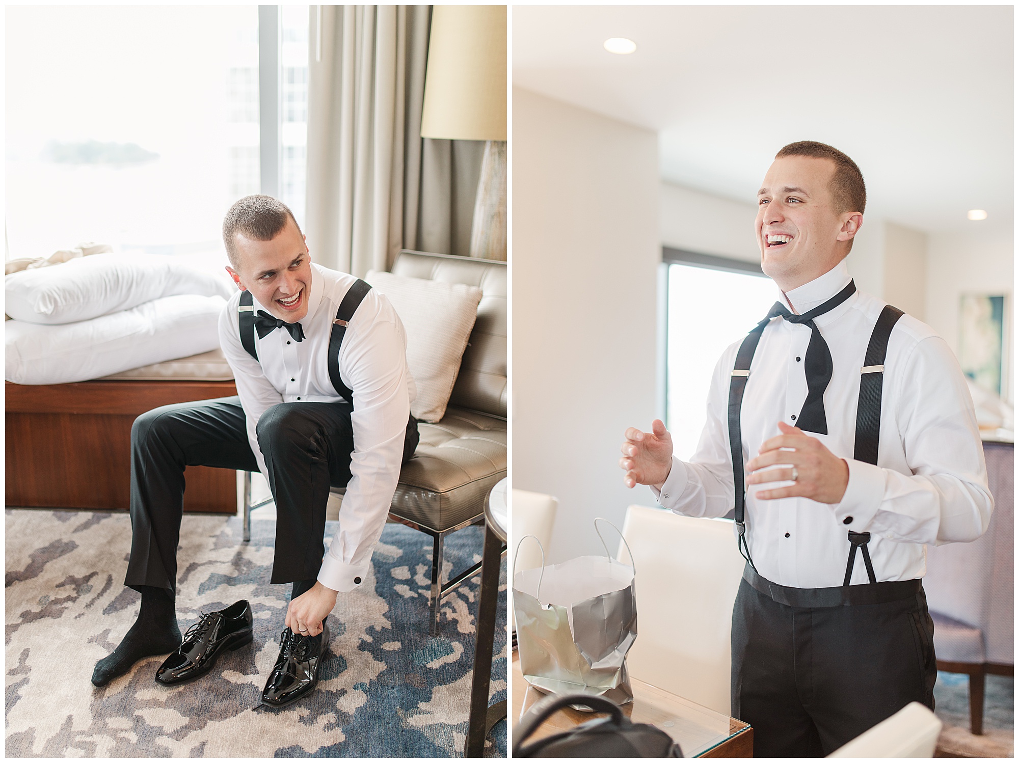 Danielle & Chris, East Beach wedding, Hampton Roads weddings, Kelley Stinson Photography, groomsmen getting ready, black tie groom