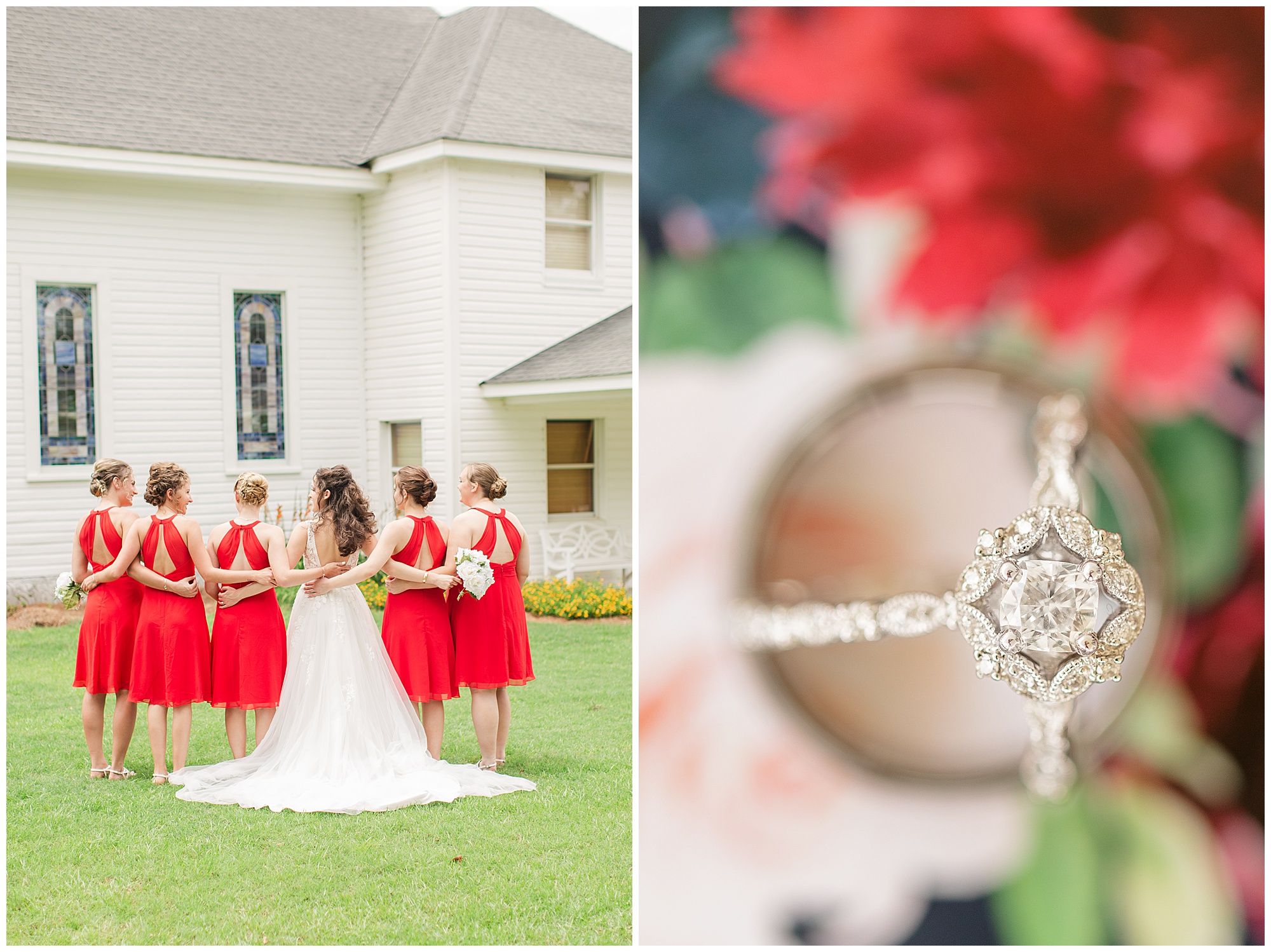 Georgia wedding, red bridesmaid dresses, red white and blue wedding