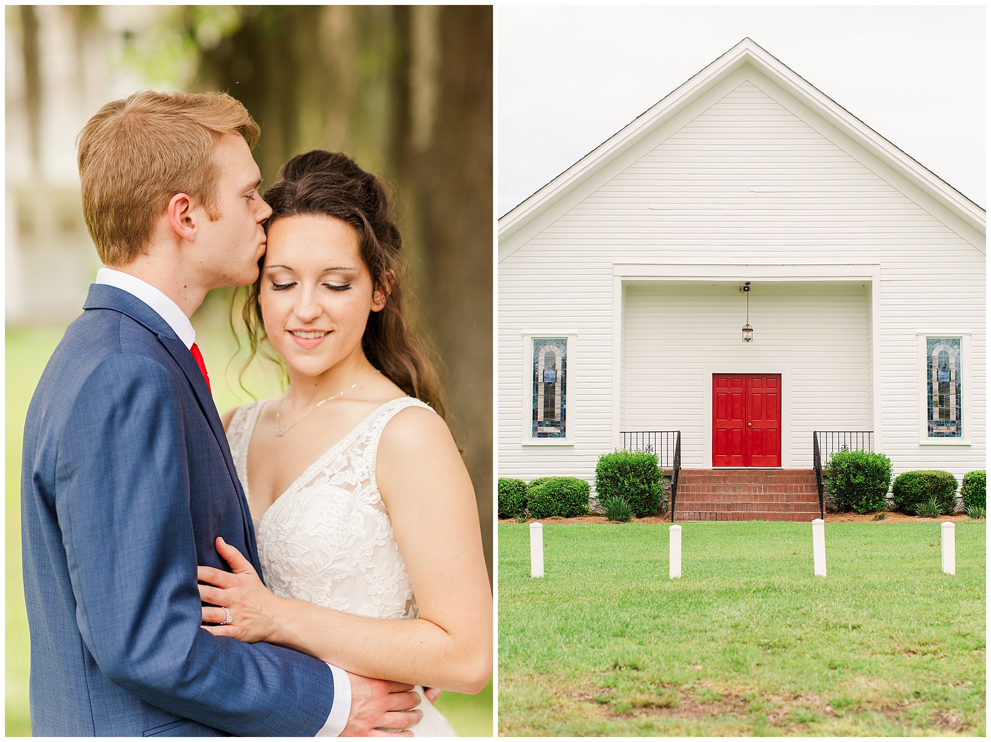 Georgia wedding, red bridesmaid dresses, red white and blue wedding, red door church, church wedding