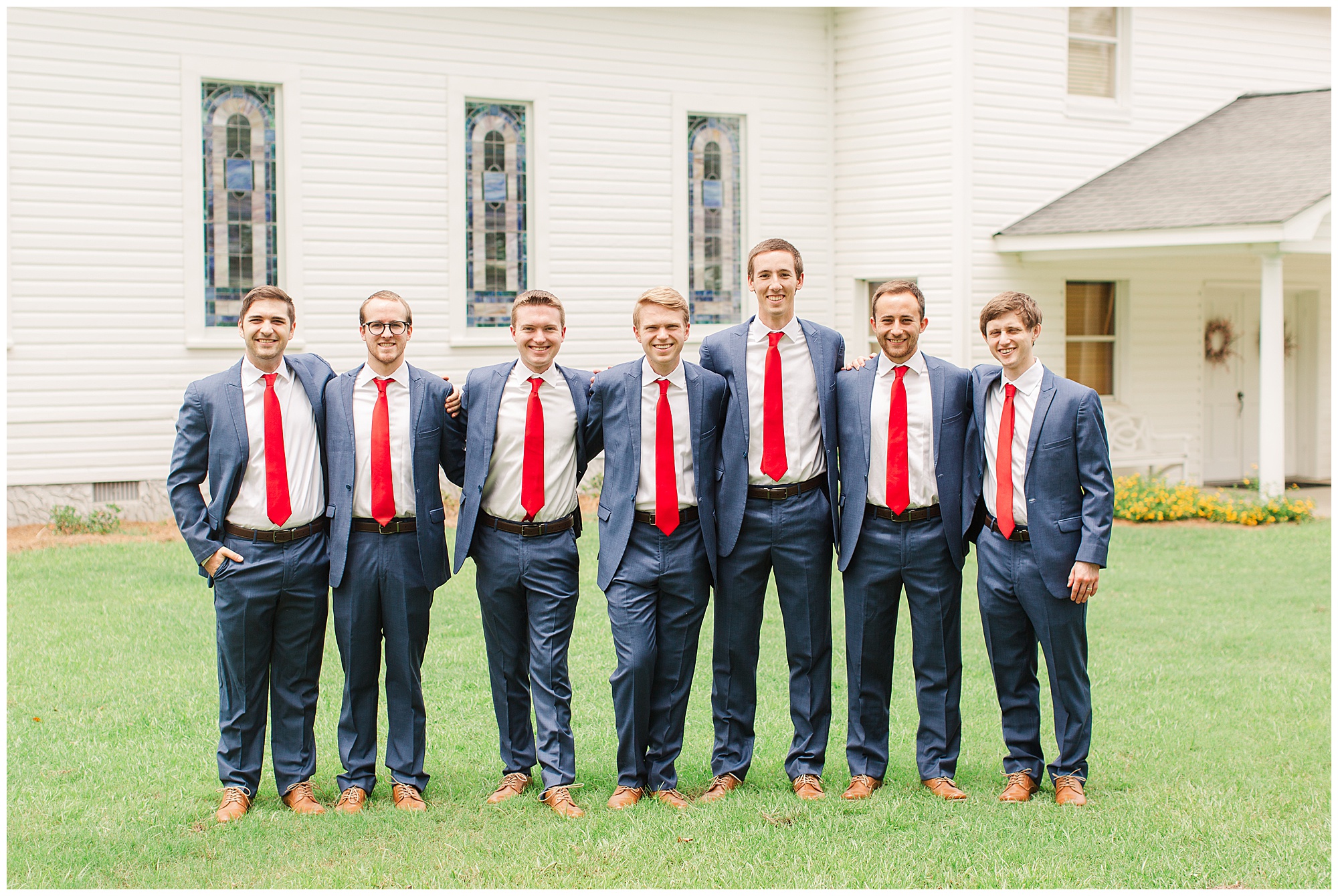 red white and blue wedding, wedding bbq, Georgia wedding, red groomsmen ties