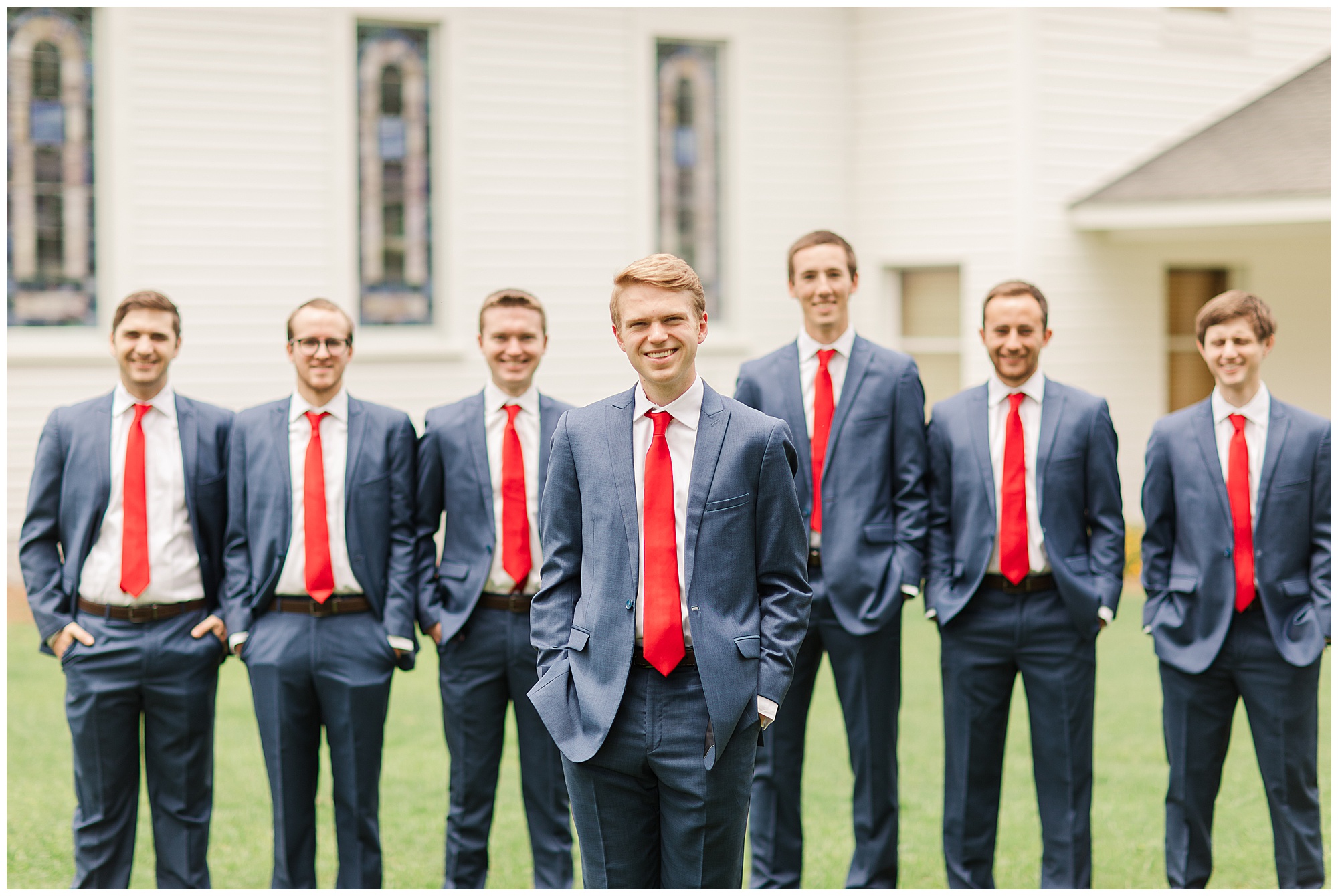red white and blue wedding, wedding bbq, Georgia wedding, red groomsmen ties